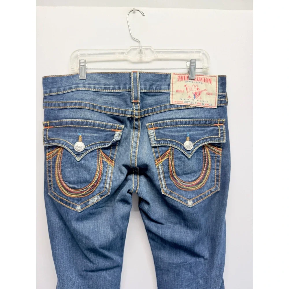 Rare VTG USA Y2K True Religion Joey Big T Super T 34 Flap Flare Jeans READ